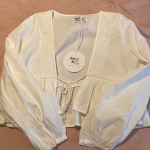 White long sleeve top